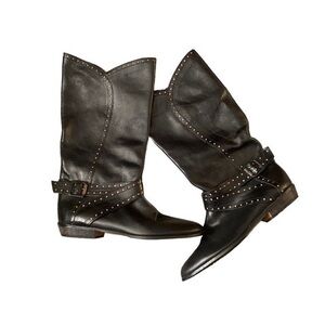 Kenneth Cole studded Black Leather Calf Boots | Sz 7